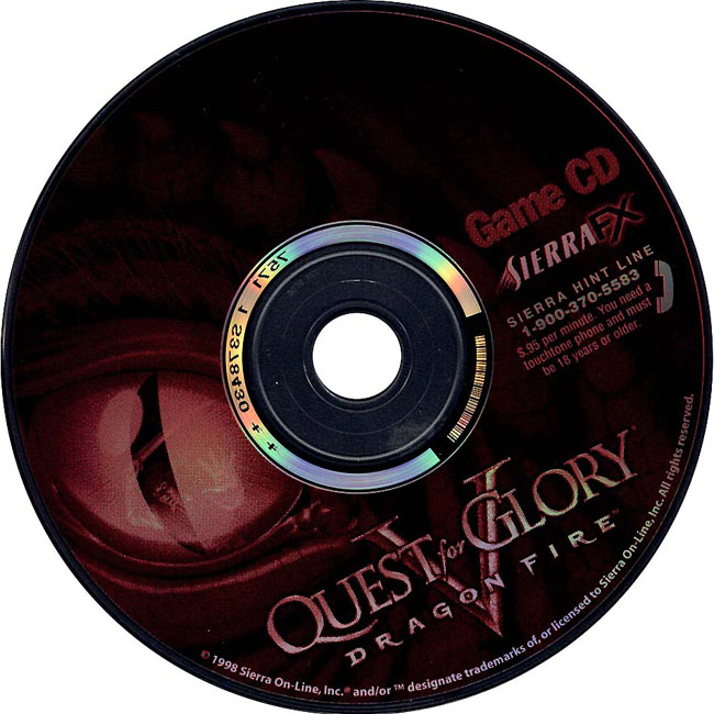 Quest for Glory 5: Dragon Fire - CD obal 2