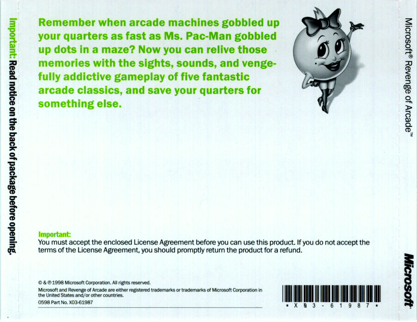 Microsoft Revenge of Arcade - zadn CD obal