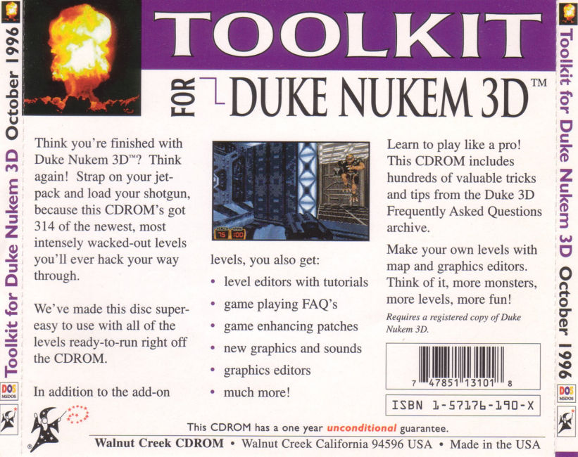 Toolkit for Duke Nukem 3D - zadn CD obal