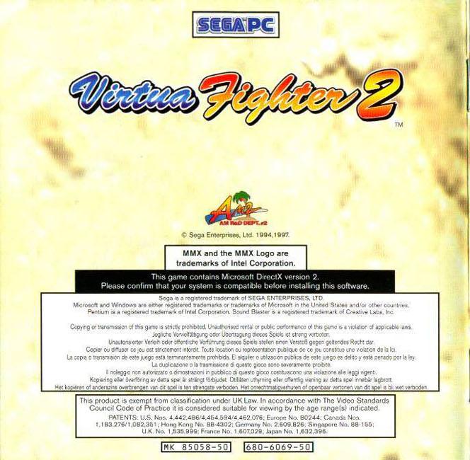 Virtua Fighter 2 - predn vntorn CD obal