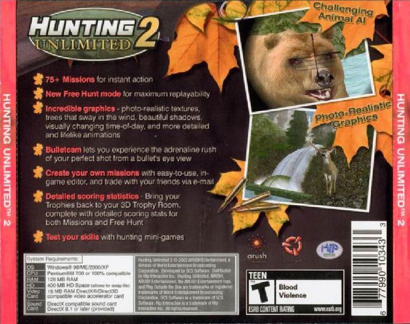 Hunting Unlimited 2 - zadn CD obal