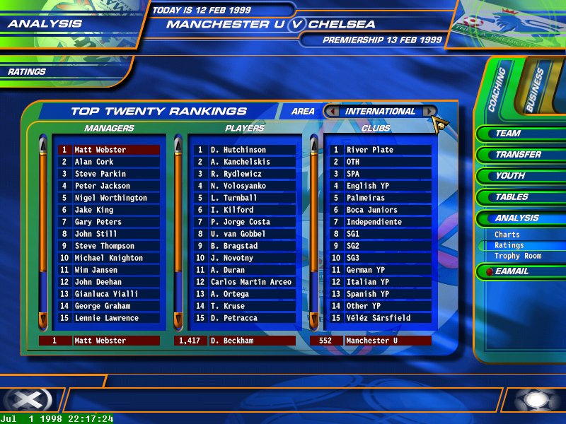 F.A. Premier League Football Manager 99 - screenshot 30