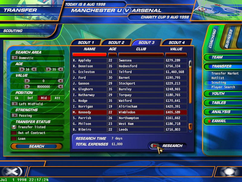 F.A. Premier League Football Manager 99 - screenshot 29